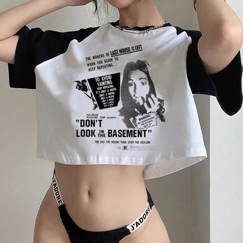 Y2K Fairycore Cartoon Crop Tee – Goth Harajuku Slim Fit Streetwear Top for Women