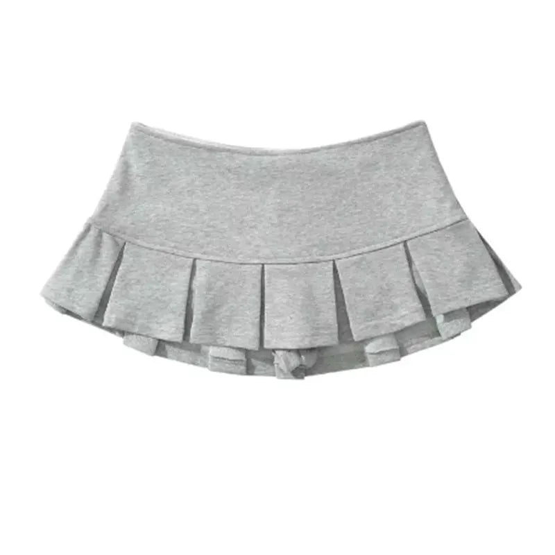Y2K Low Waist Pleated Mini Skirt – Vintage A-Line Casual Skort for Women