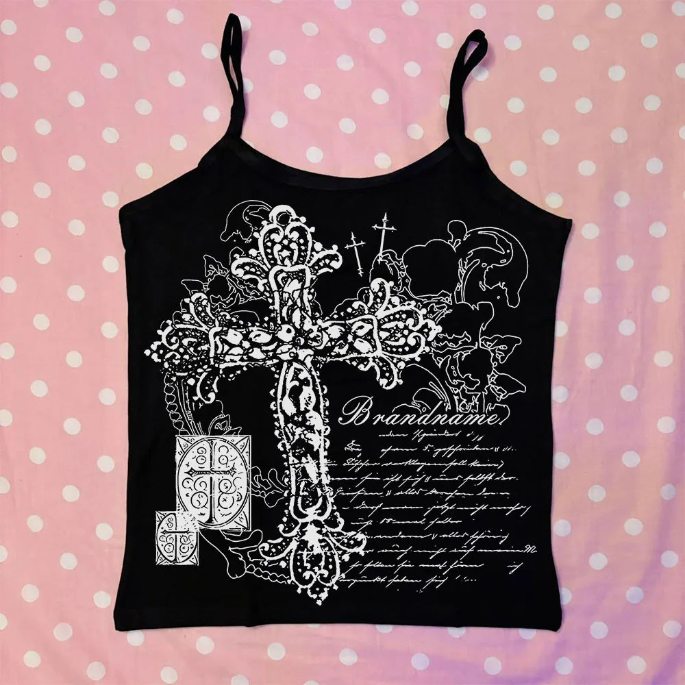 Y2k Tops sin mangas Estética 90s Chicas Tops cortos High Street Grunge Tops Ropa urbana Gótico Emo Chicas Baby Tank Ropa sexy ajustada