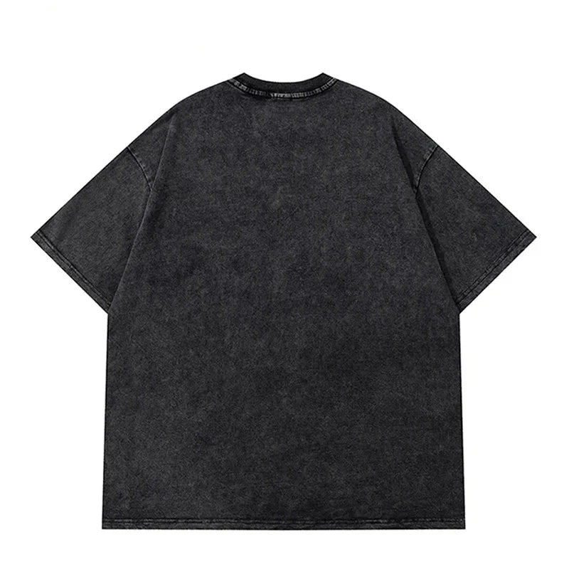 Acid Wash Vintage Distressed T-Shirt – Y2K Punk Harajuku Streetwear Tee for Women