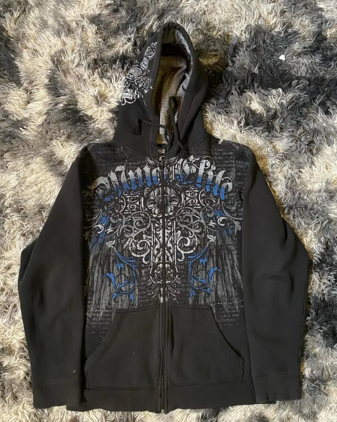 Y2K Cyber Grunge Zip-Up Hoodie – Vintage Graphic KPop Gothic Sweatshirt for Women