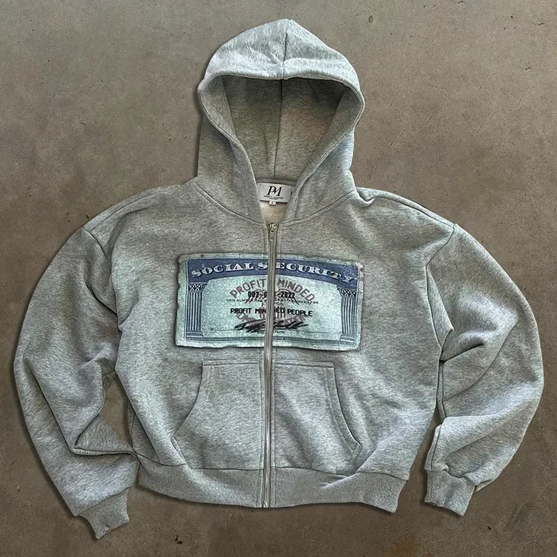 Y2K Printed Zip-Up Hoodie – Streetwear Hooded Cardigan for Women & Men