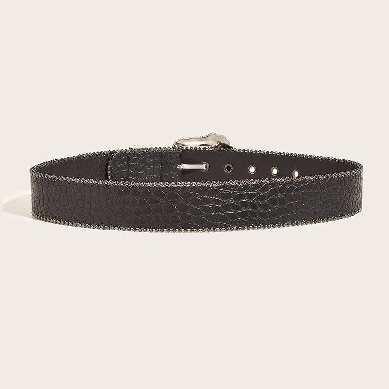Cinturón vaquero unisex Goth Y2k Cinturones de diseño para mujer Alta calidad Lujo Negro Punk Accesorio 3,8 cm Cinturón de hombre Boho