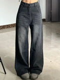 Pantalones vaqueros de talle alto adelgazantes para mujer, de ajuste holgado, de pierna recta, de campana, tallas grandes, para mujer