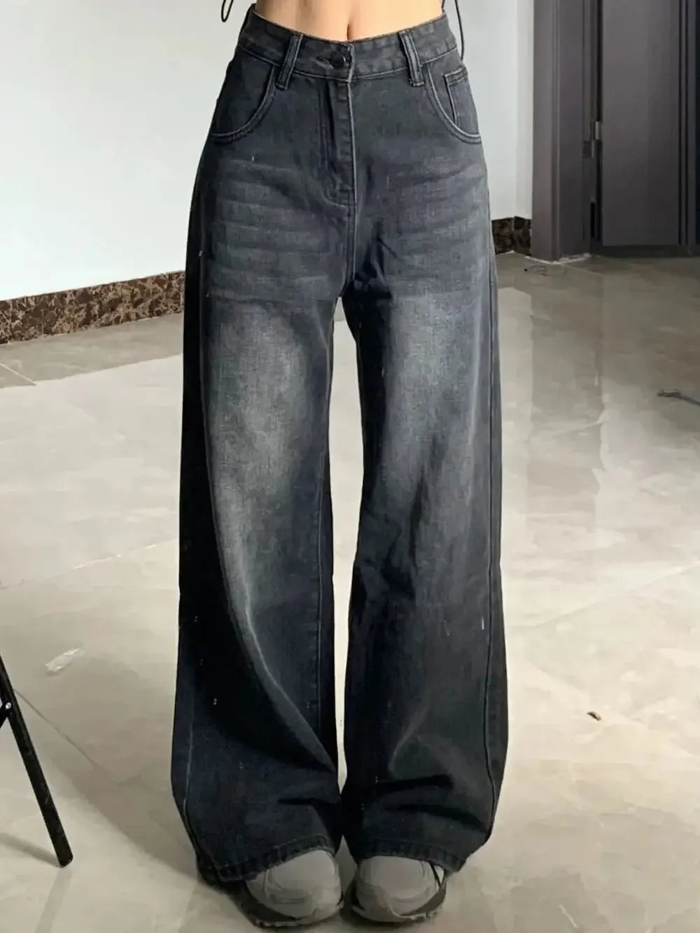 High Waist Wide Leg Bell Bottom Jeans – Slimming Plus-Size Streetwear Denim for Women
