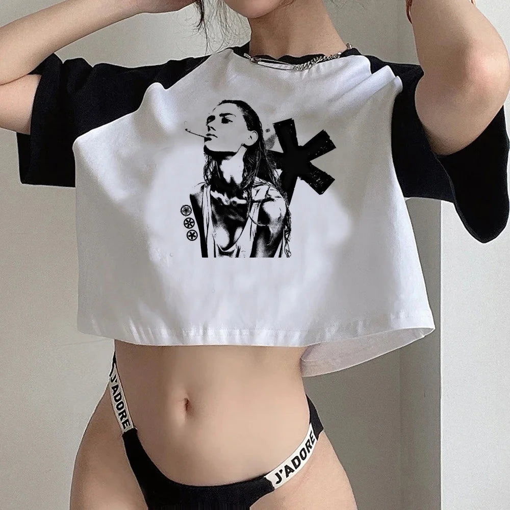 Y2K Fairycore Cartoon Crop Tee – Goth Harajuku Slim Fit Streetwear Top for Women