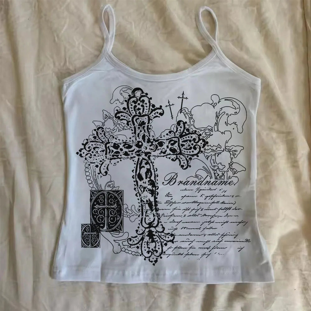 Y2k Tops sin mangas Estética 90s Chicas Tops cortos High Street Grunge Tops Ropa urbana Gótico Emo Chicas Baby Tank Ropa sexy ajustada