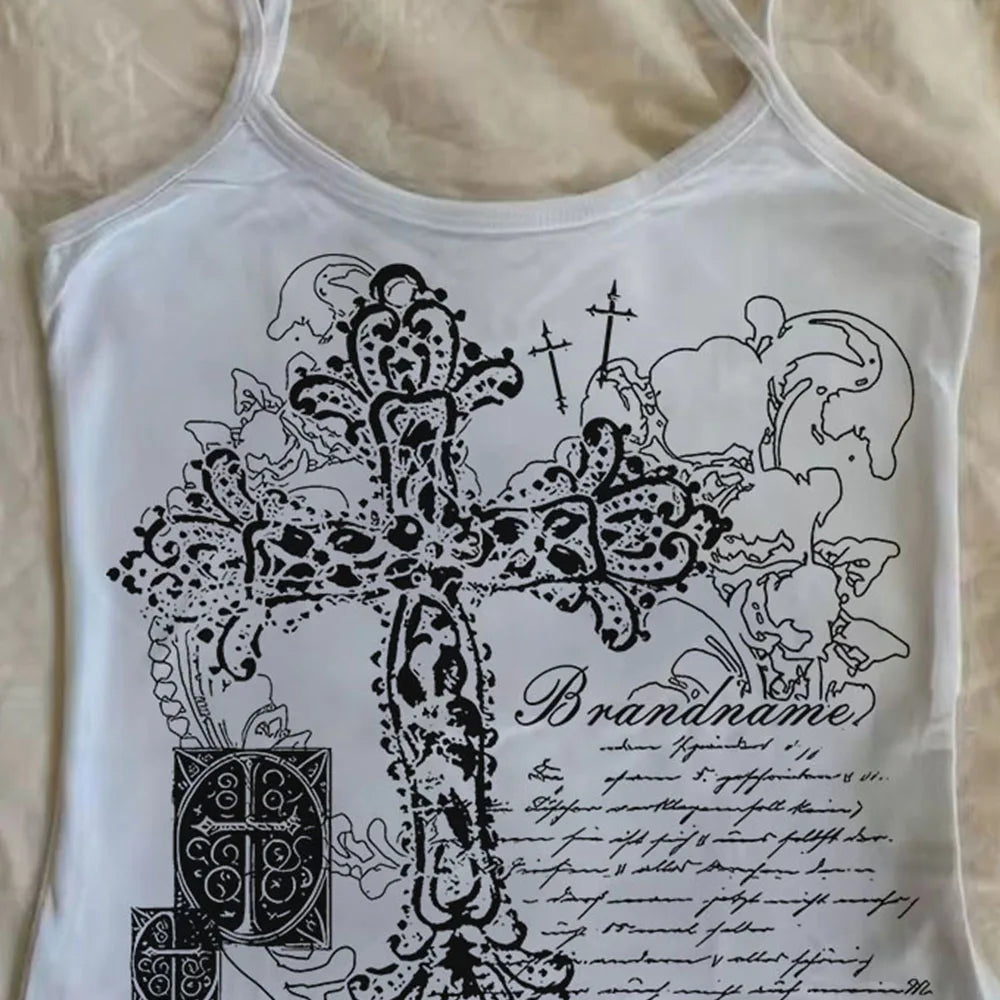 Y2k Tops sin mangas Estética 90s Chicas Tops cortos High Street Grunge Tops Ropa urbana Gótico Emo Chicas Baby Tank Ropa sexy ajustada