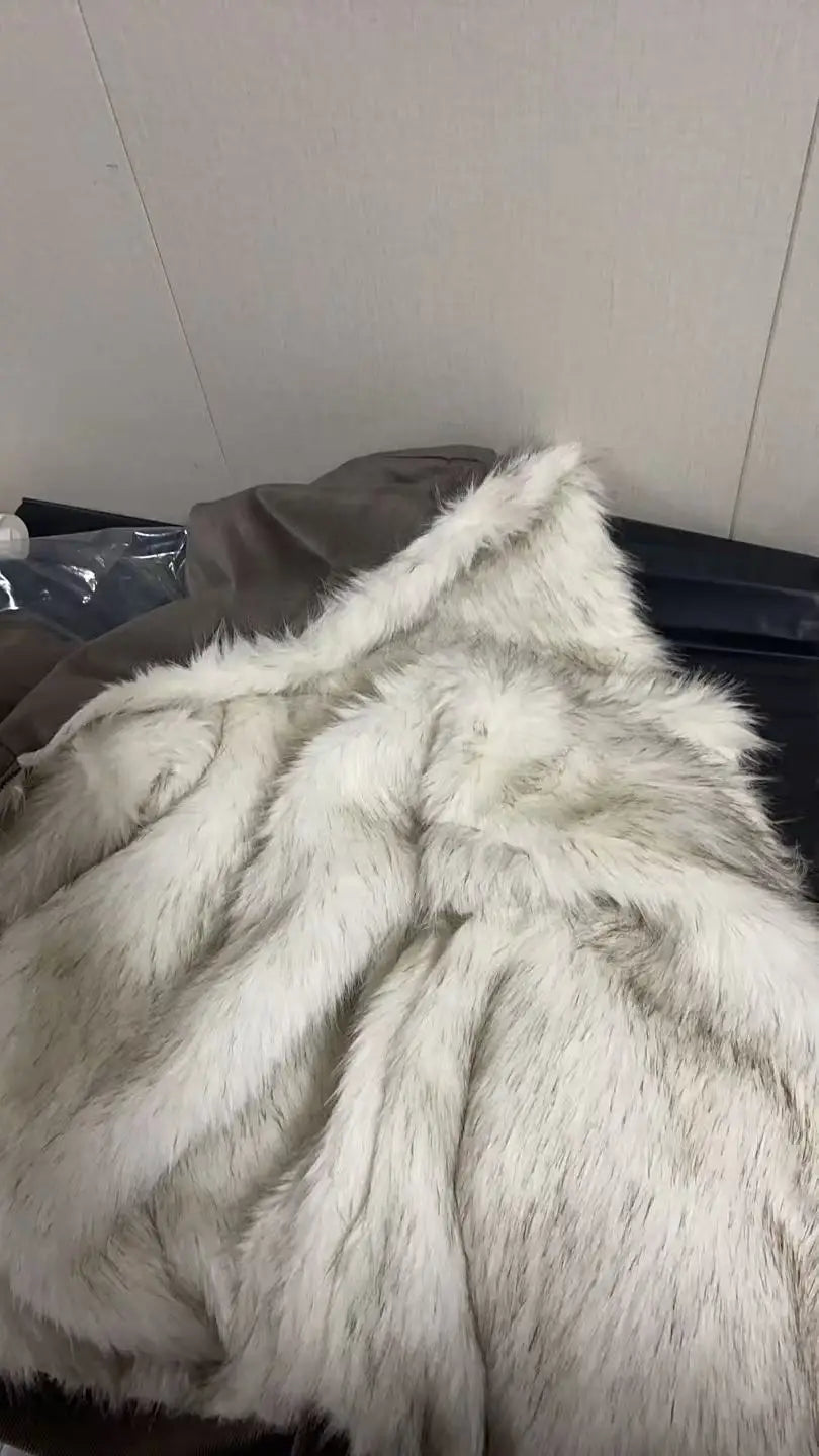 Oversized Plush Fur Coat – Gothic Harajuku Padded Hooded Winter Jacket for Women