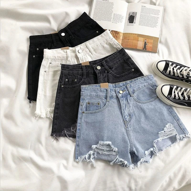 High Waist Wide Leg Denim Shorts – A-Line Summer Jean Shorts for Women