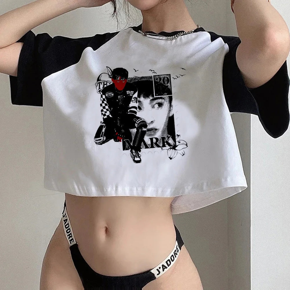 Y2K Fairycore Cartoon Crop Tee – Goth Harajuku Slim Fit Streetwear Top for Women
