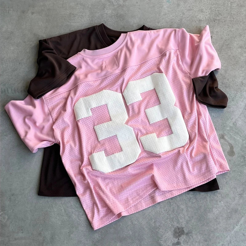 Camiseta Retro Deportiva Y2K – Camiseta de Malla Transpirable de Secado Rápido para Mujer y Hombre