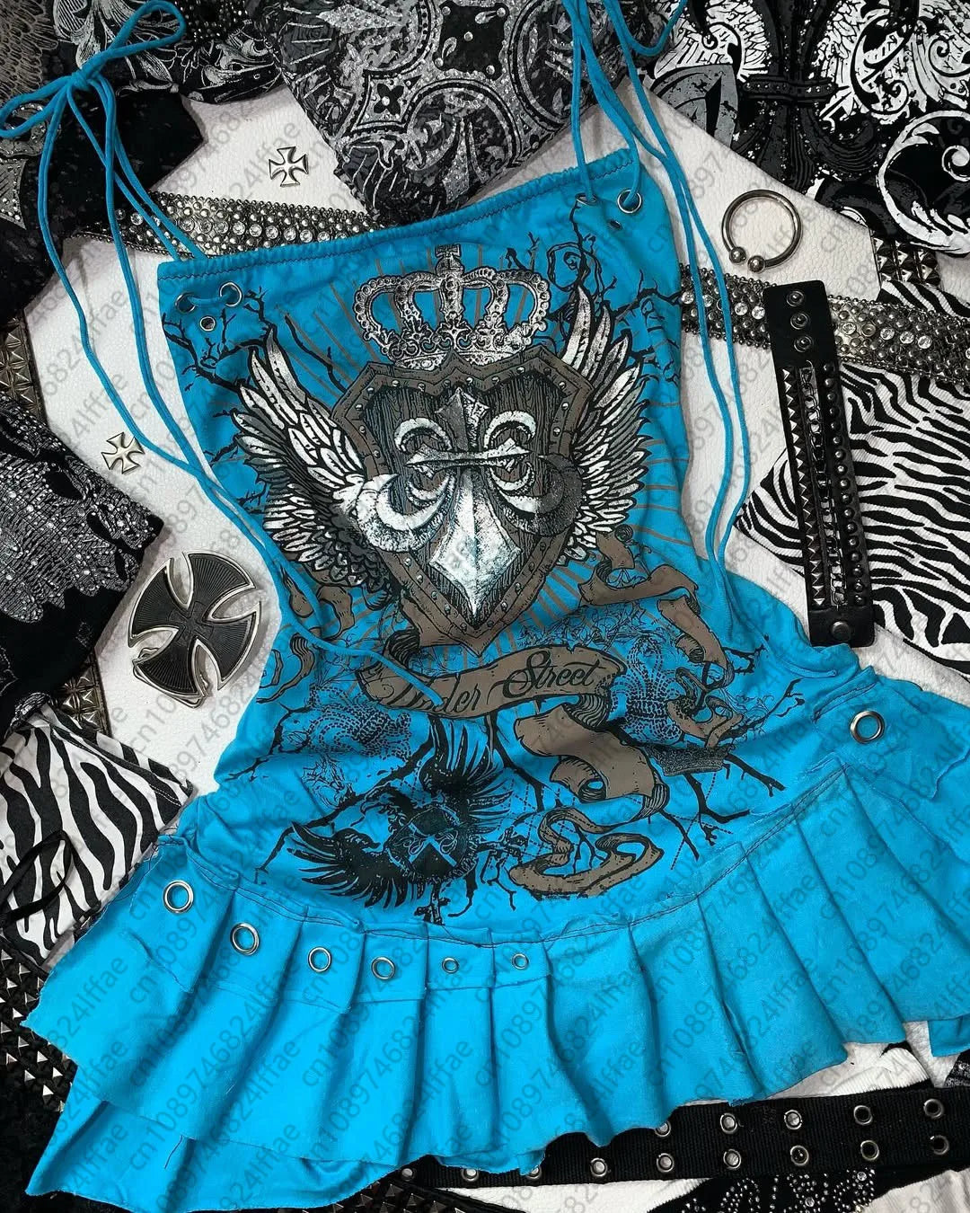 Y2K Gothic Bow Suspender Mini Dress Set – Sexy Slimming Streetwear Two-Piece for Women - Gelubina