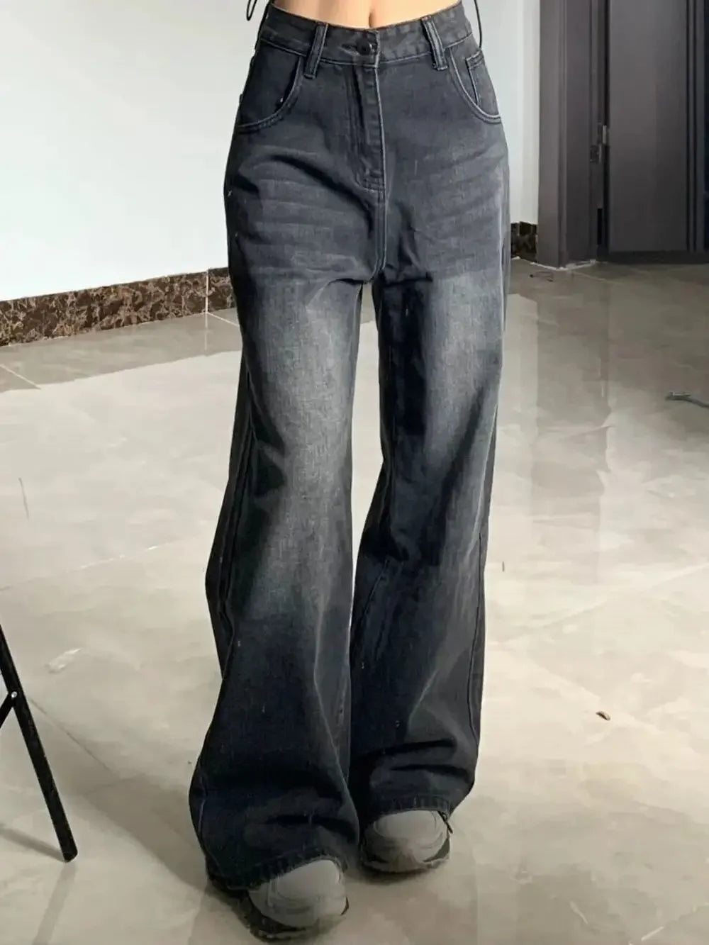 Pantalones vaqueros de talle alto adelgazantes para mujer, de ajuste holgado, de pierna recta, de campana, tallas grandes, para mujer