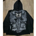 Sudadera con cremallera Y2K Cyber Grunge – Sudadera gótica KPop vintage con gráficos para mujer