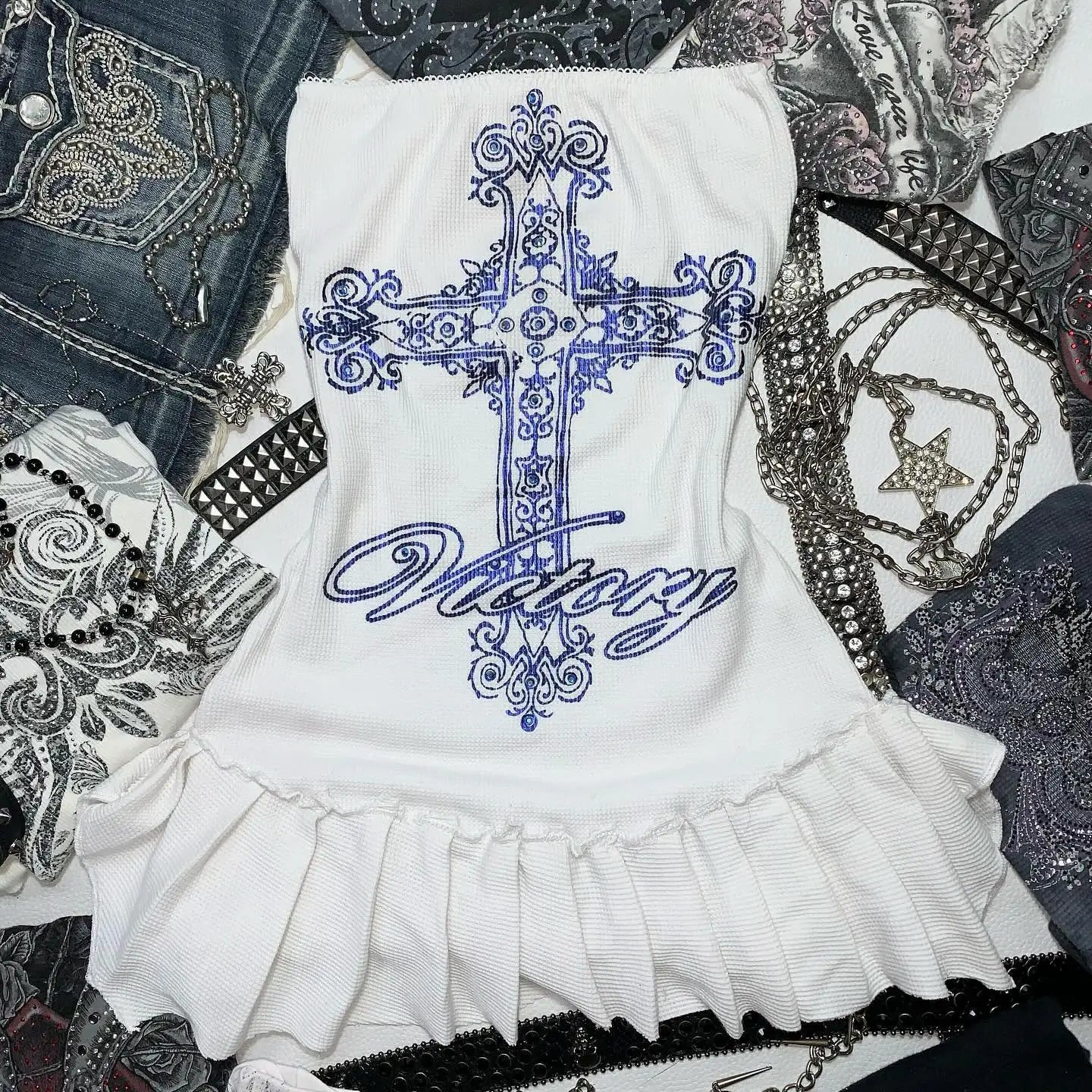 Y2K Gothic Bow Suspender Mini Dress Set – Sexy Slimming Streetwear Two-Piece for Women - Gelubina