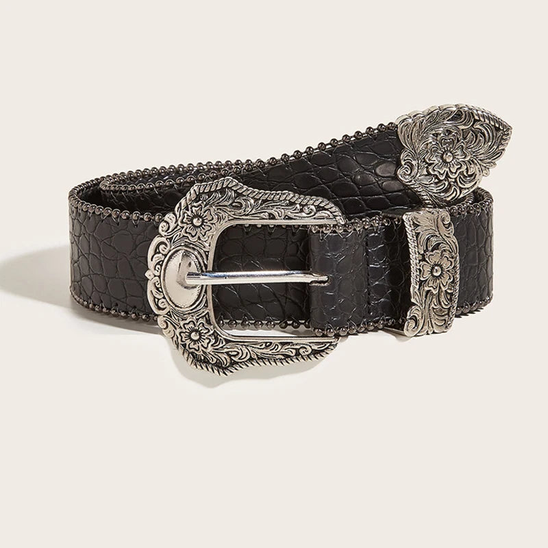 Cinturón vaquero unisex Goth Y2k Cinturones de diseño para mujer Alta calidad Lujo Negro Punk Accesorio 3,8 cm Cinturón de hombre Boho